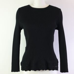 Chanel 2018S Black Cotton Long Sleeve Top FR42